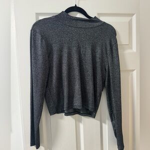 Abercrombie & Fitch Gray Cowl Neck Glitter Sweater